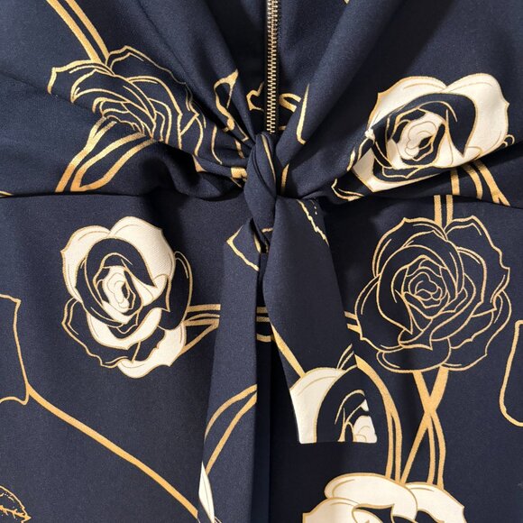 Joseph Ribkoff LDG Jumpsuit | Navy Gold Floral | Size 12 - Picture 6 of 10